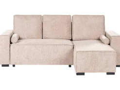 Divano letto angolare 3 posti EDANE Tessuto Beige con contenitore Lato Sinistro