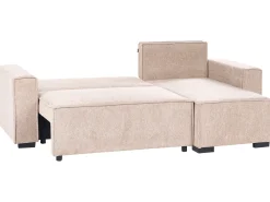 Divano letto angolare 3 posti EDANE Tessuto Beige con contenitore Lato Sinistro