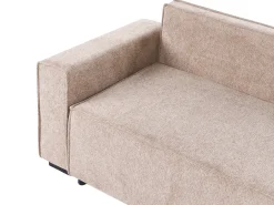 Divano letto angolare 3 posti EDANE Tessuto Beige con contenitore Lato Sinistro
