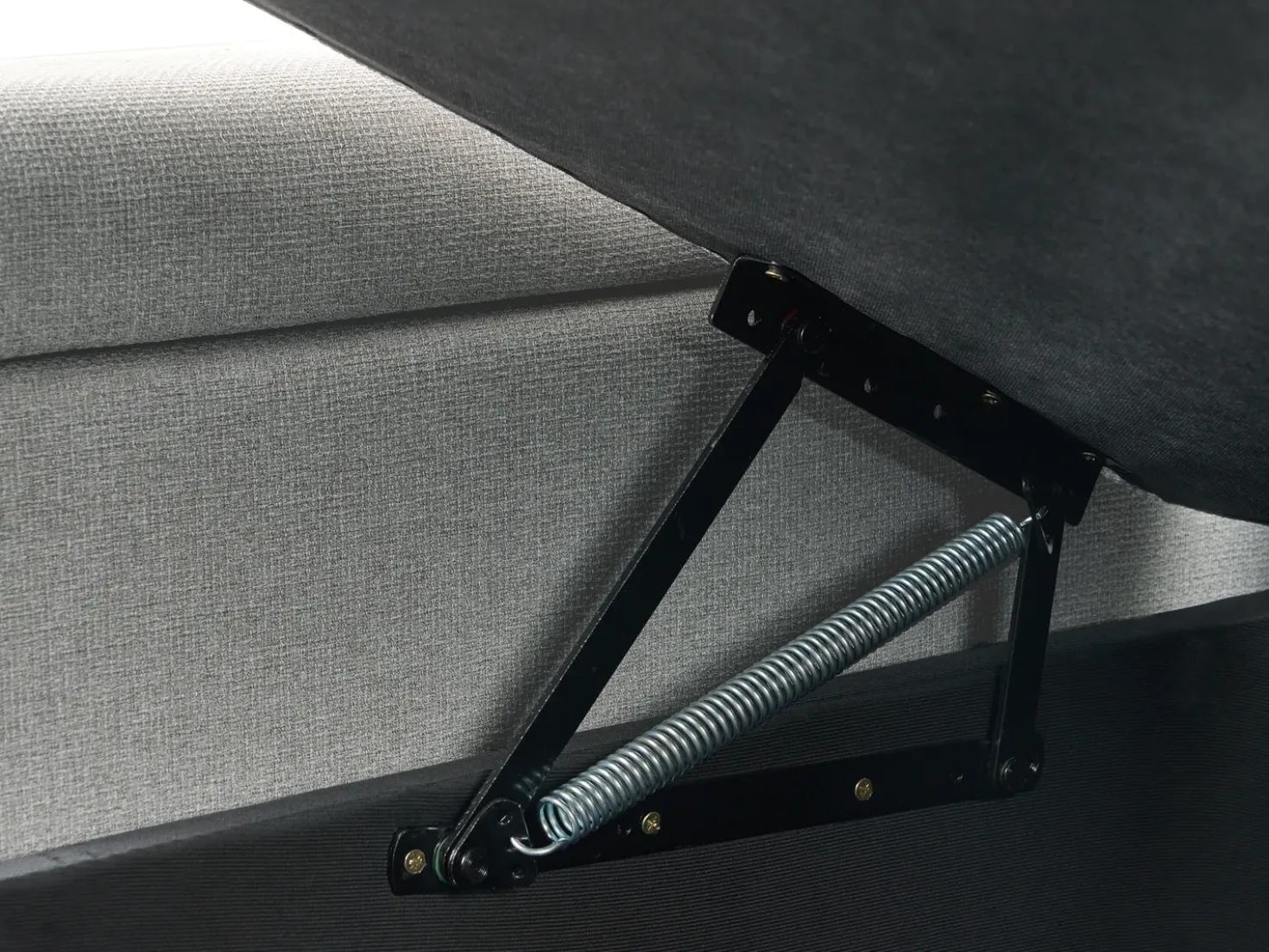 Divano letto angolare 3 posti HRISEY Lino sintetico Grigio chiaro con contenitore Lato destro