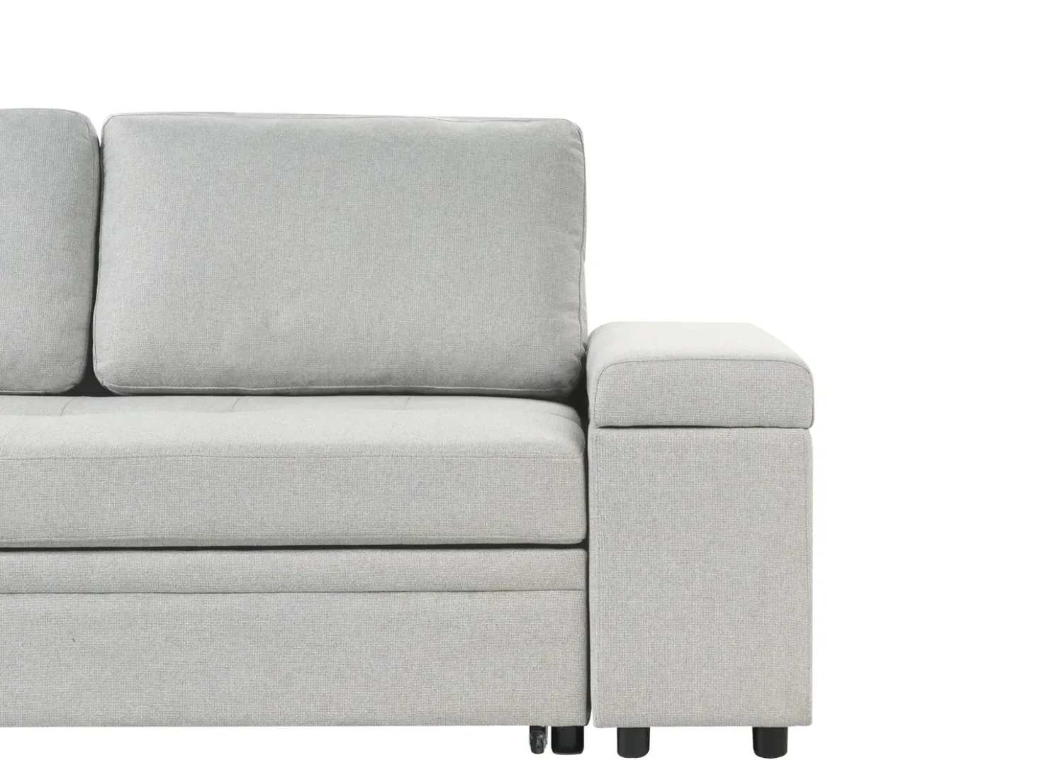 Divano letto angolare 3 posti HRISEY Lino sintetico Grigio chiaro con contenitore Lato destro