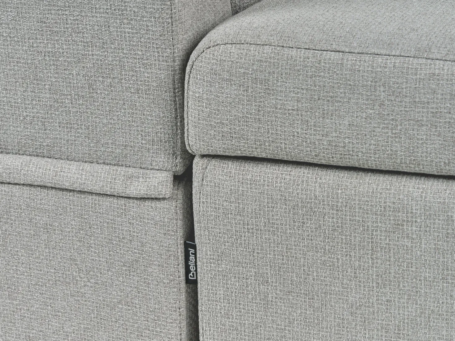 Divano letto angolare 3 posti HRISEY Lino sintetico Grigio chiaro con contenitore Lato destro
