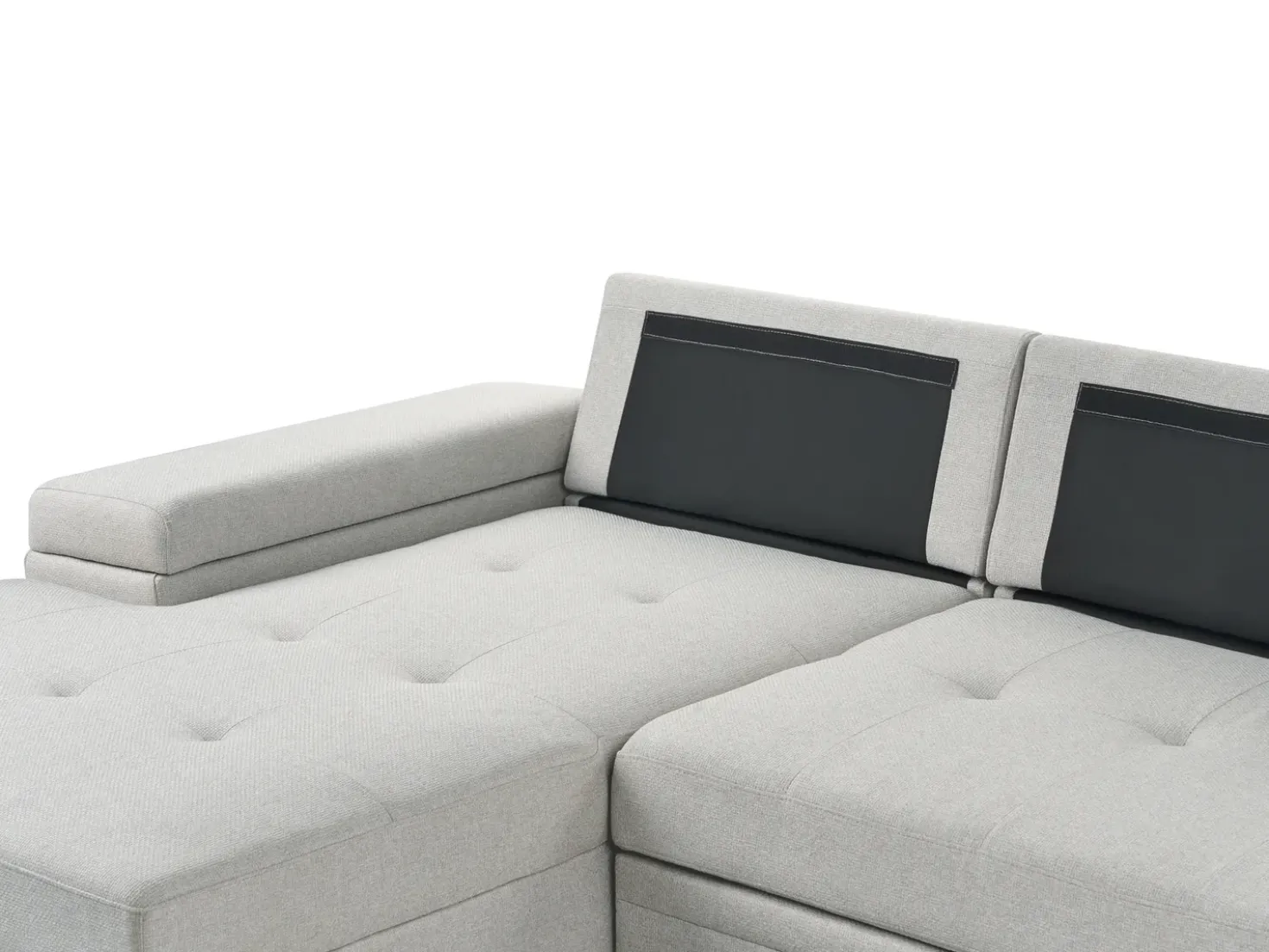 Divano letto angolare 3 posti HRISEY Lino sintetico Grigio chiaro con contenitore Lato destro