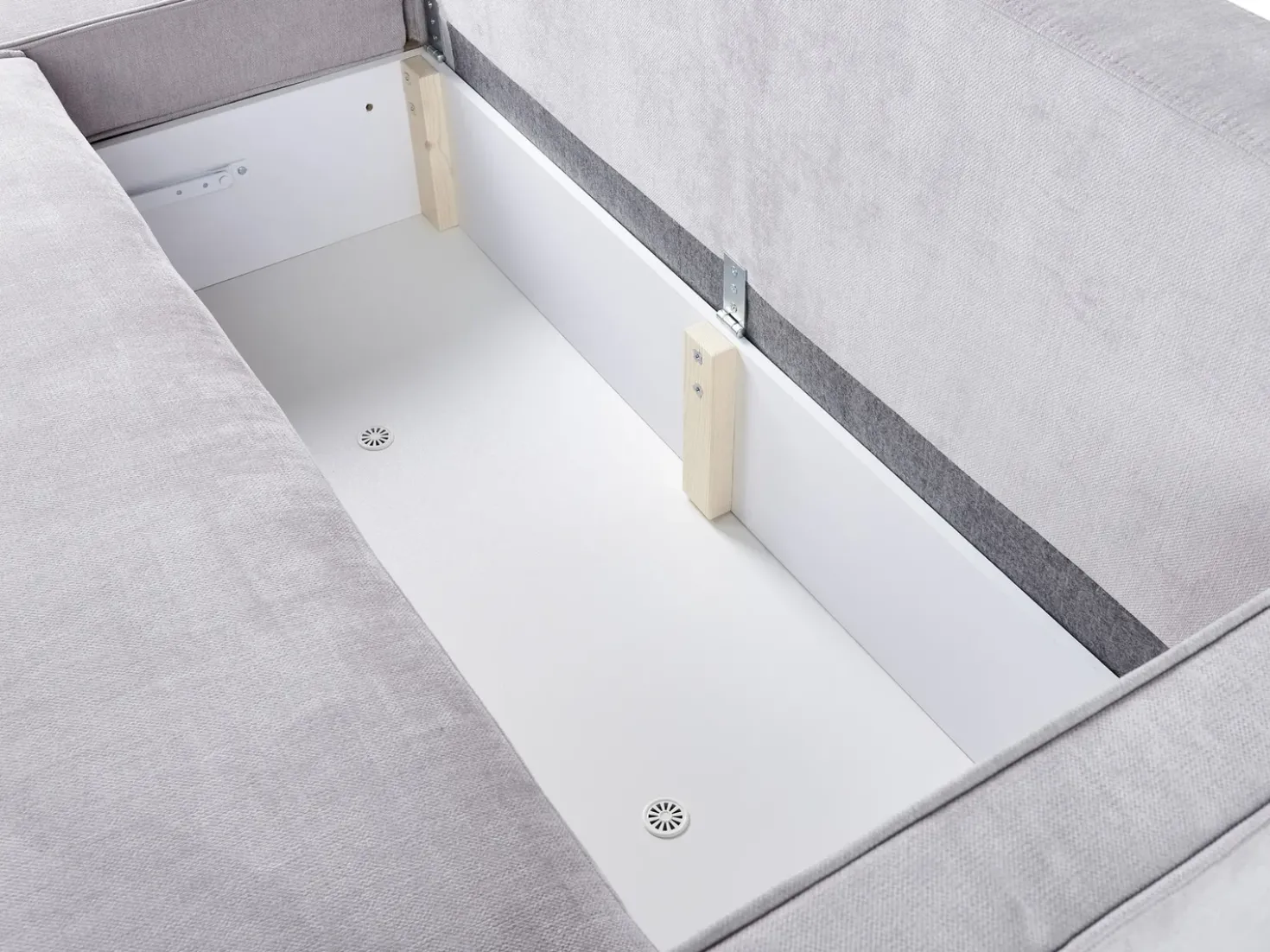 Divano letto angolare 3 posti TEJN Tessuto Grigio chiaro con contenitore Lato destro