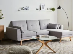Divano letto angolare 3 posti KAARINA Tessuto Grigio Lato Sinistro