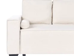 Divano letto angolare 3 posti EDANE Bouclé Bianco sporco con contenitore Lato Sinistro