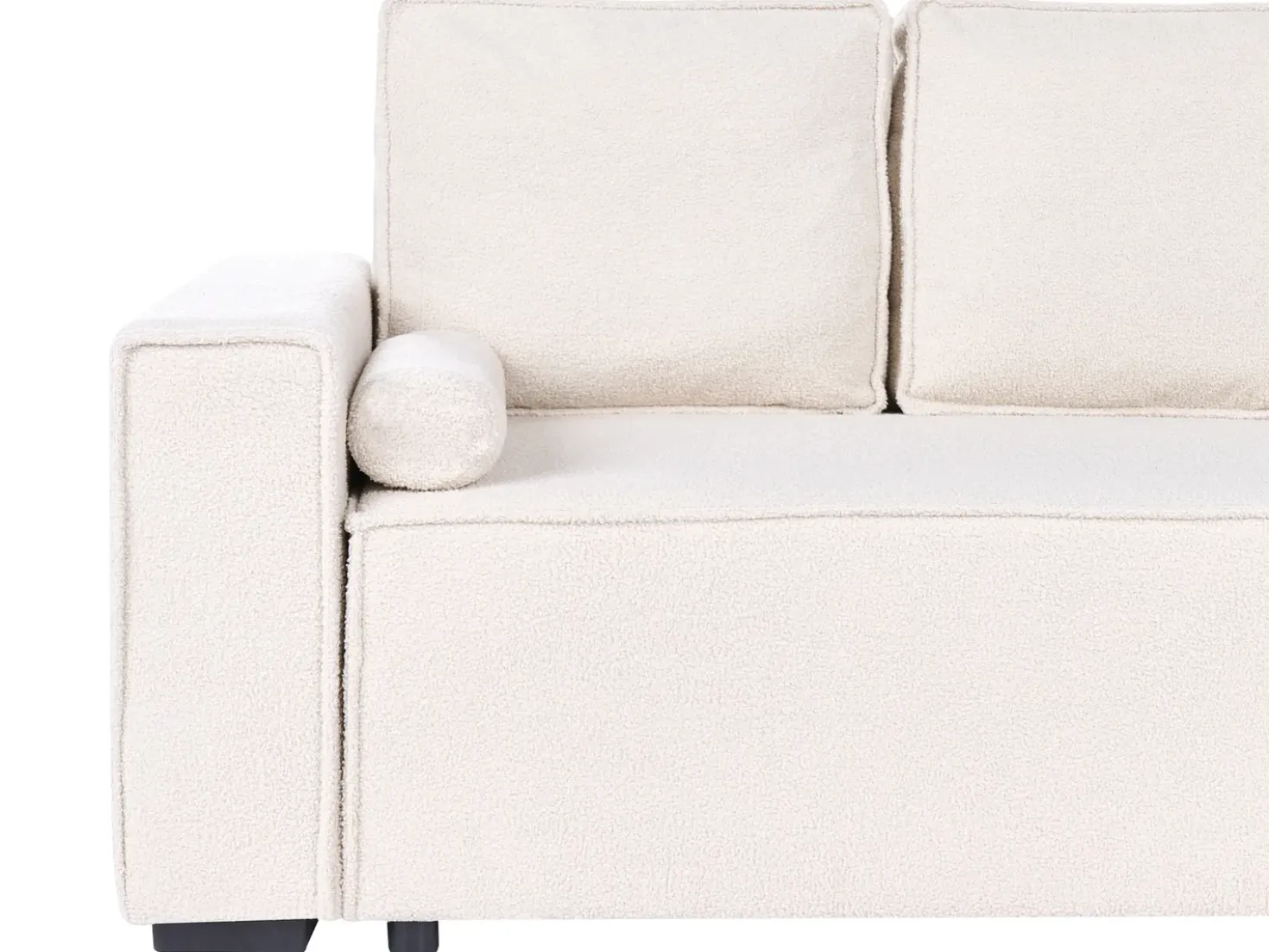Divano letto angolare 3 posti EDANE Bouclé Bianco sporco con contenitore Lato Sinistro