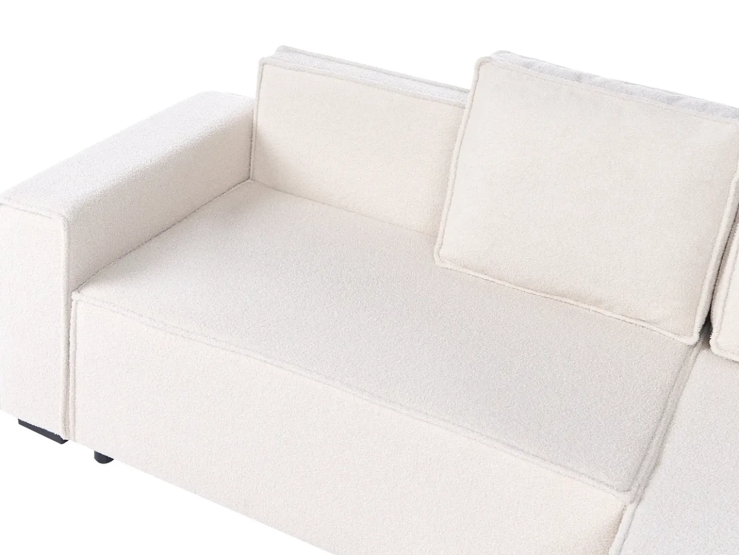 Divano letto angolare 3 posti EDANE Bouclé Bianco sporco con contenitore Lato Sinistro