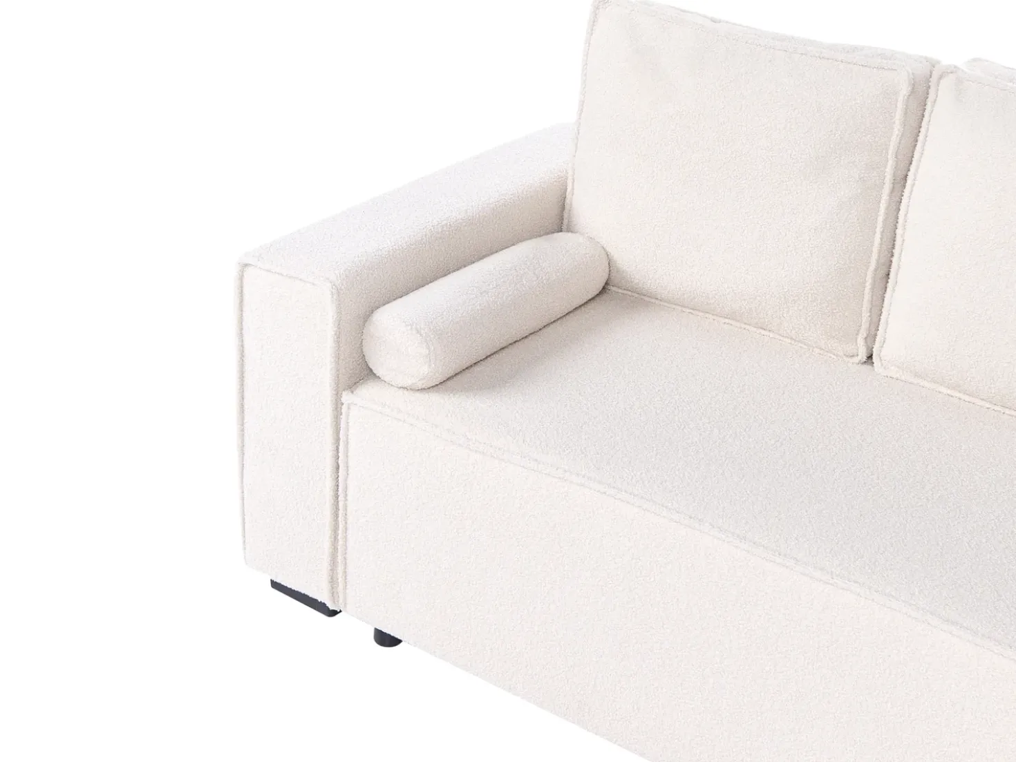 Divano letto angolare 3 posti EDANE Bouclé Bianco sporco con contenitore Lato Sinistro