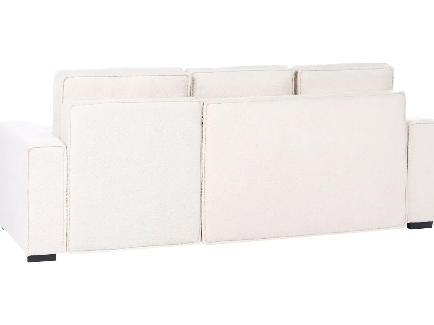 Divano letto angolare 3 posti EDANE Bouclé Bianco sporco con contenitore Lato Sinistro
