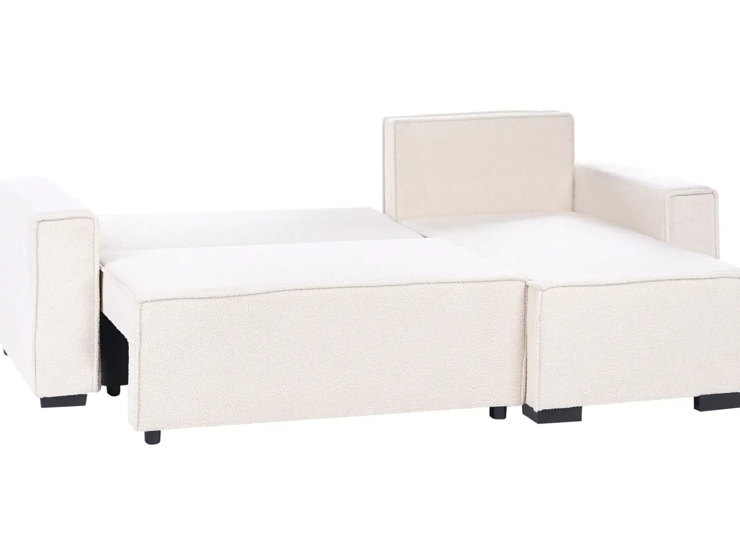 Divano letto angolare 3 posti EDANE Bouclé Bianco sporco con contenitore Lato Sinistro