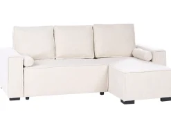Divano letto angolare 3 posti EDANE Bouclé Bianco sporco con contenitore Lato Sinistro