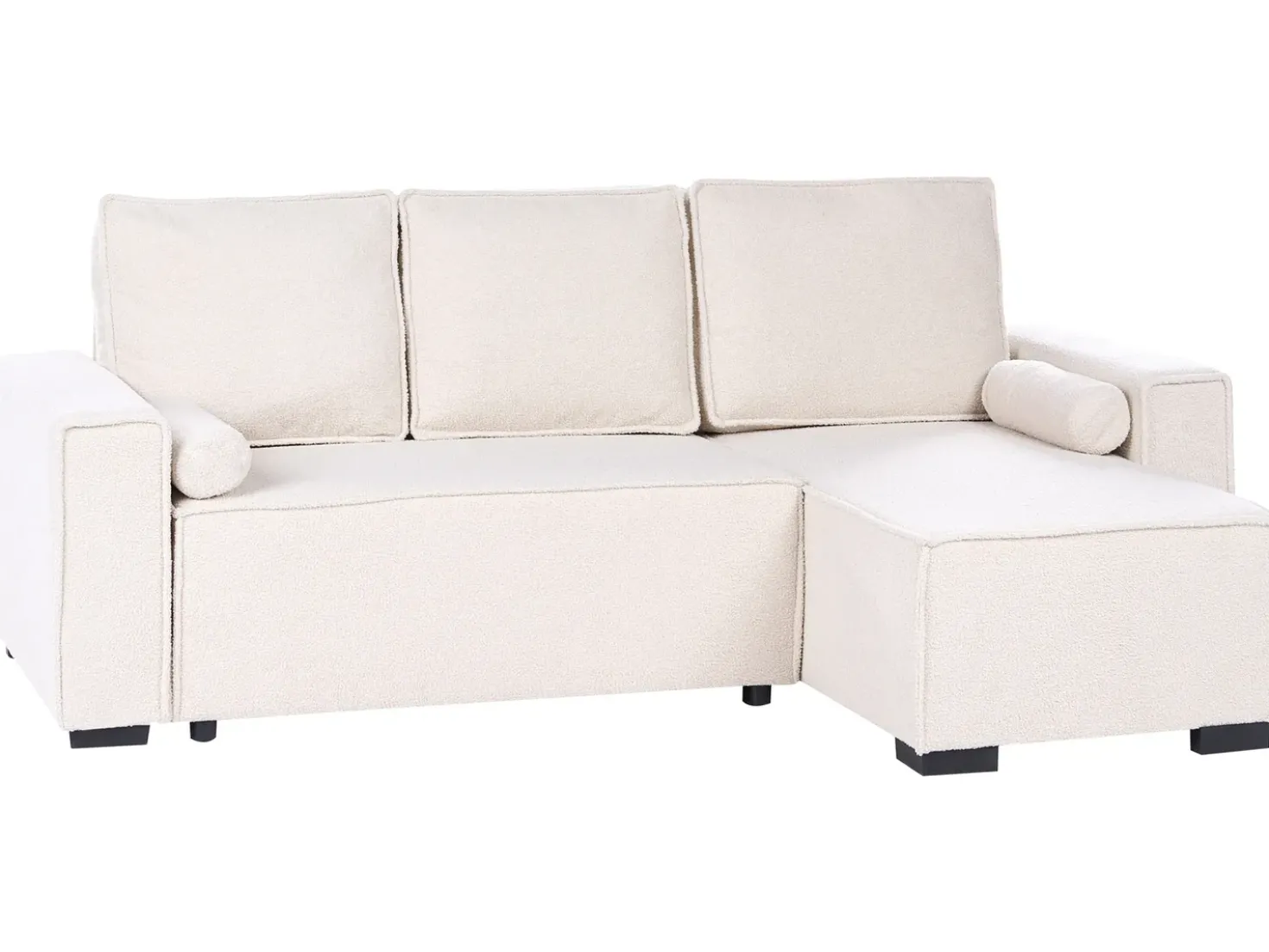 Divano letto angolare 3 posti EDANE Bouclé Bianco sporco con contenitore Lato Sinistro