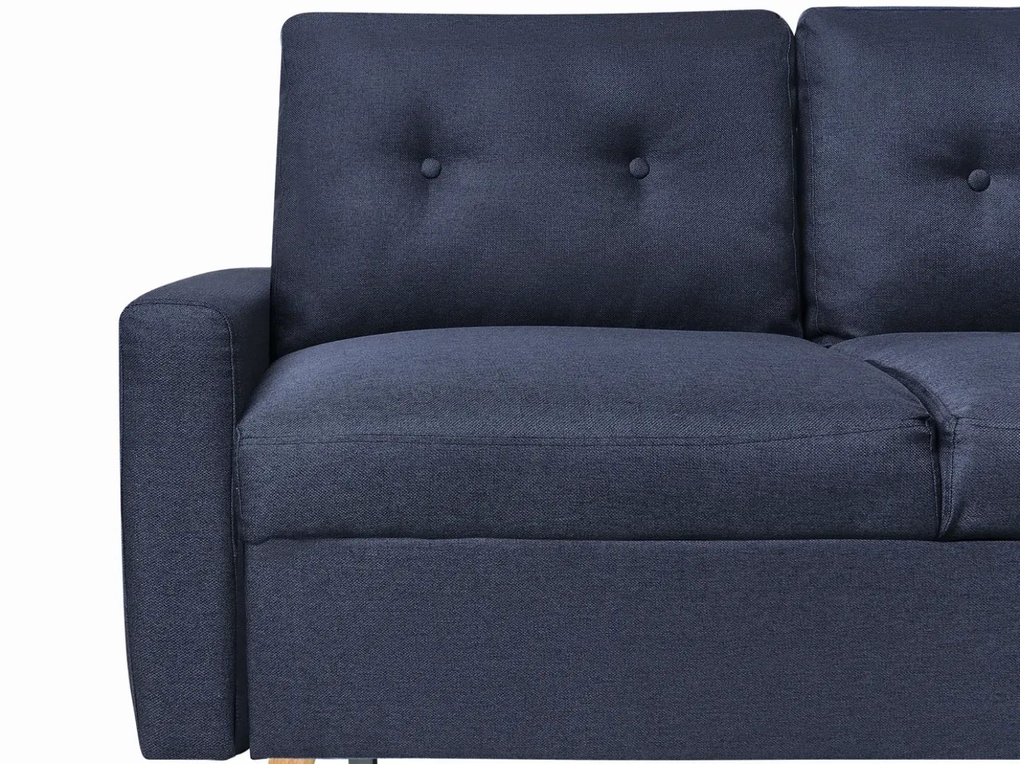 Divano letto angolare 4 posti FLAKK Tessuto Blu marino con contenitore Lato Sinistro
