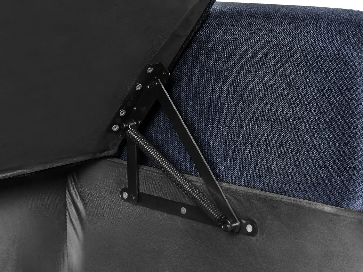 Divano letto angolare 4 posti FLAKK Tessuto Blu marino con contenitore Lato Sinistro