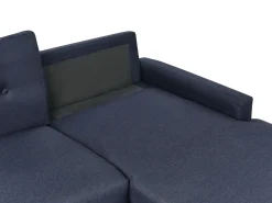 Divano letto angolare 4 posti FLAKK Tessuto Blu marino con contenitore Lato Sinistro