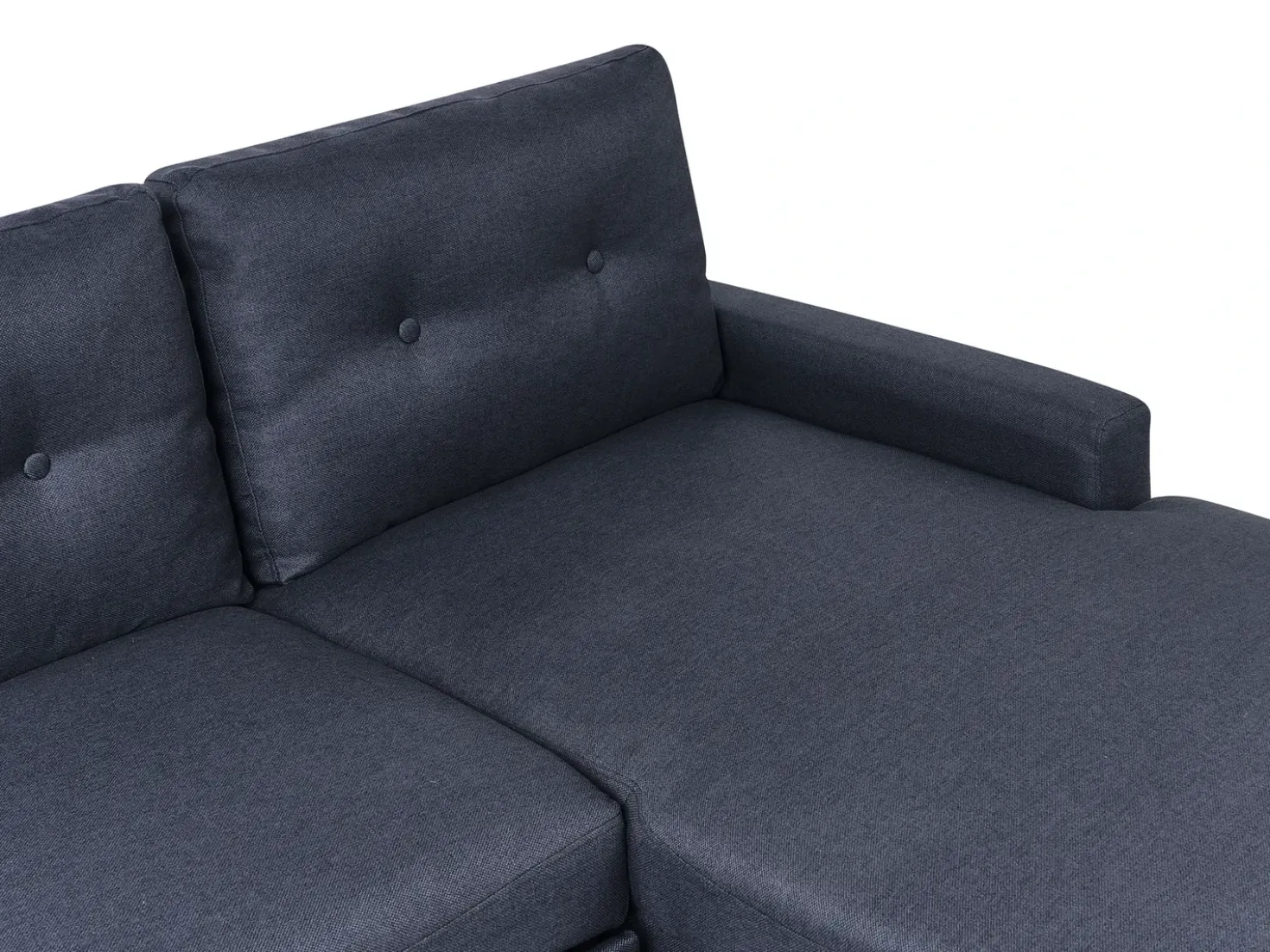 Divano letto angolare 4 posti FLAKK Tessuto Blu marino con contenitore Lato Sinistro