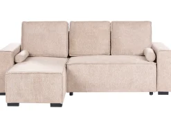 Divano letto angolare 3 posti EDANE Tessuto Beige con contenitore Lato destro