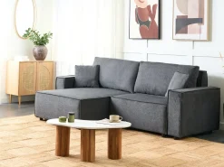 Divano letto angolare 3 posti KARILA Tessuto Grigio scuro con contenitore Lato destro