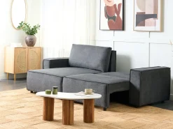 Divano letto angolare 3 posti KARILA Tessuto Grigio scuro con contenitore Lato destro