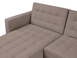 Divano letto angolare modulare 4 posti ABERDEEN Tessuto Tortora Lato destro