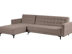 Divano letto angolare modulare 4 posti ABERDEEN Tessuto Tortora Lato destro