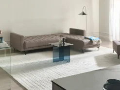 Divano letto angolare modulare 4 posti ABERDEEN Tessuto Tortora Lato Sinistro
