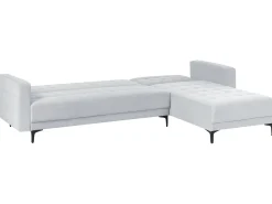 Divano letto angolare modulare 4 posti ABERDEEN Velluto Grigio chiaro Lato Sinistro
