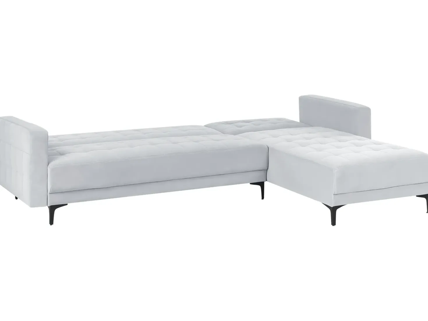 Divano letto angolare modulare 4 posti ABERDEEN Velluto Grigio chiaro Lato Sinistro