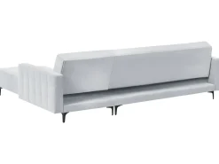 Divano letto angolare modulare 4 posti ABERDEEN Velluto Grigio chiaro Lato Sinistro