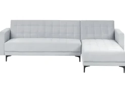 Divano letto angolare modulare 4 posti ABERDEEN Velluto Grigio chiaro Lato Sinistro