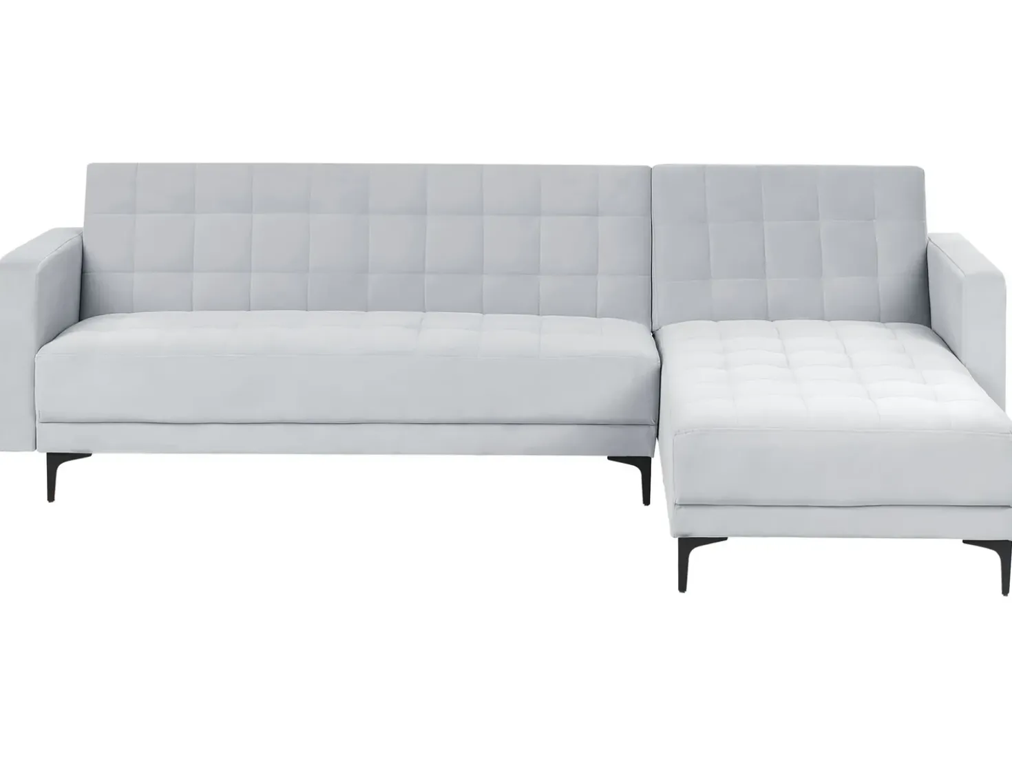 Divano letto angolare modulare 4 posti ABERDEEN Velluto Grigio chiaro Lato Sinistro