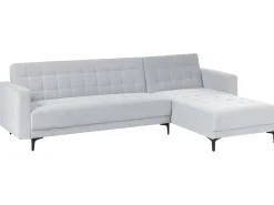 Divano letto angolare modulare 4 posti ABERDEEN Velluto Grigio chiaro Lato Sinistro