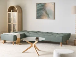 Divano letto angolare modulare 4 posti ALSTEN Tessuto Verde Lato destro