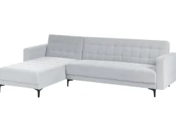 Divano letto angolare modulare 4 posti ABERDEEN Velluto Grigio chiaro Lato destro