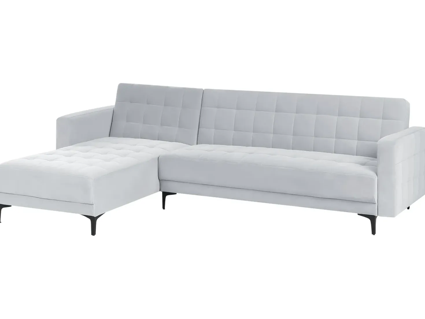 Divano letto angolare modulare 4 posti ABERDEEN Velluto Grigio chiaro Lato destro
