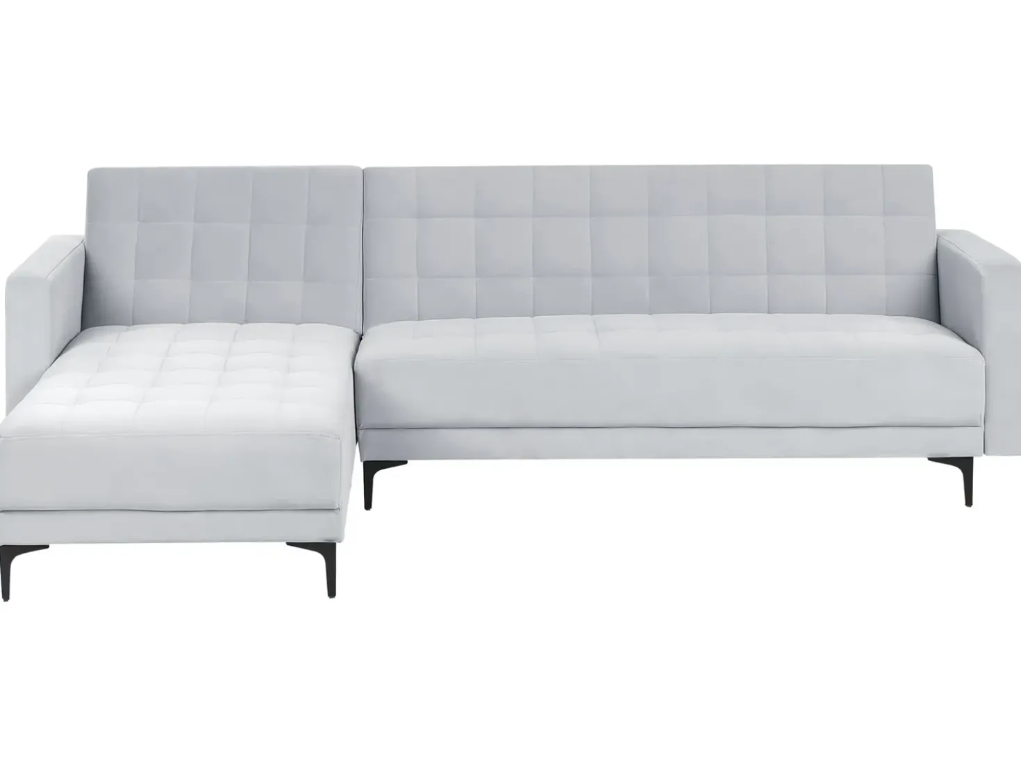 Divano letto angolare modulare 4 posti ABERDEEN Velluto Grigio chiaro Lato destro