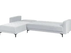 Divano letto angolare modulare 4 posti ABERDEEN Velluto Grigio chiaro Lato destro