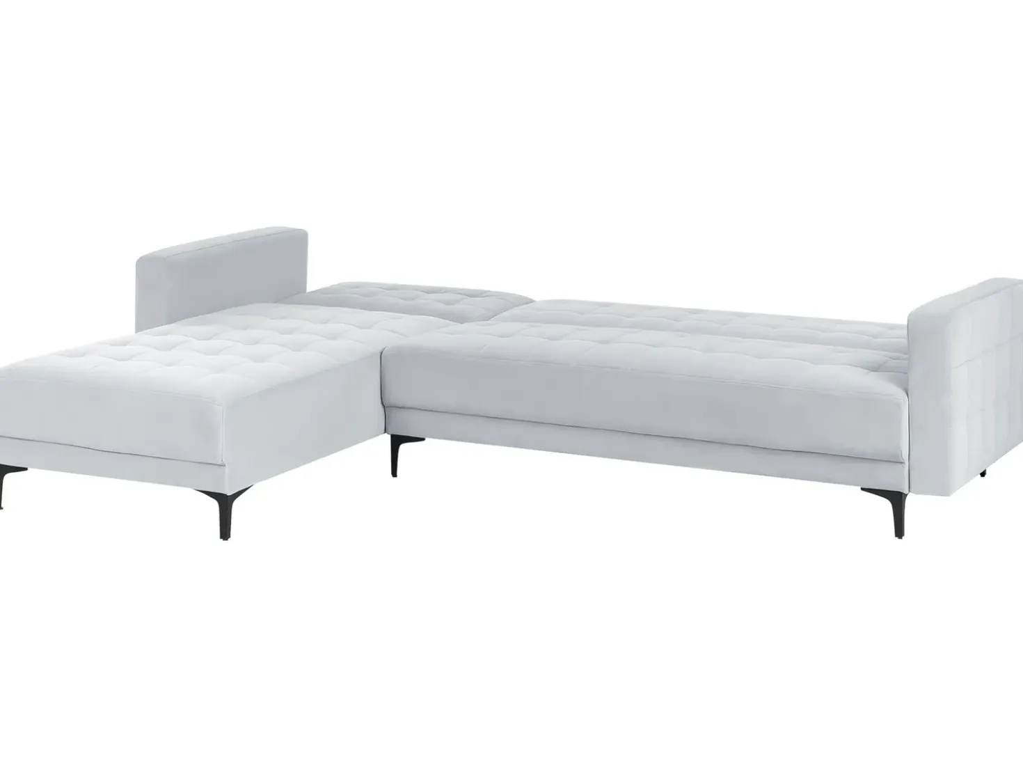 Divano letto angolare modulare 4 posti ABERDEEN Velluto Grigio chiaro Lato destro