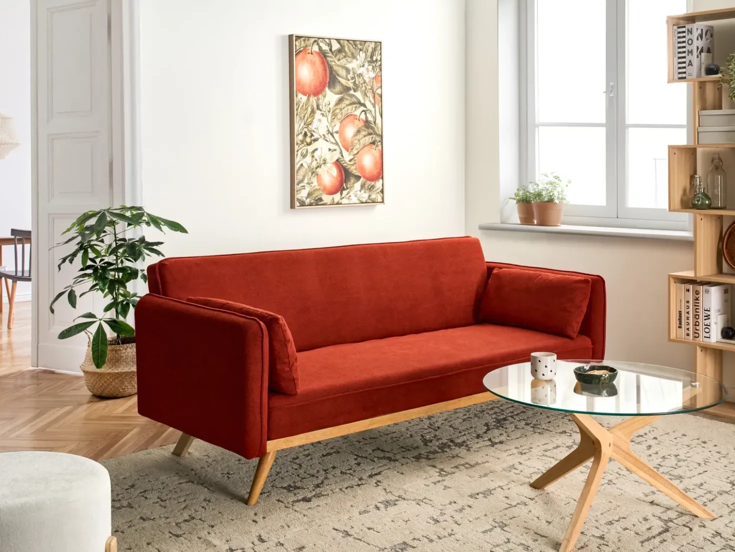 Divano letto ASAA Tessuto Rosso