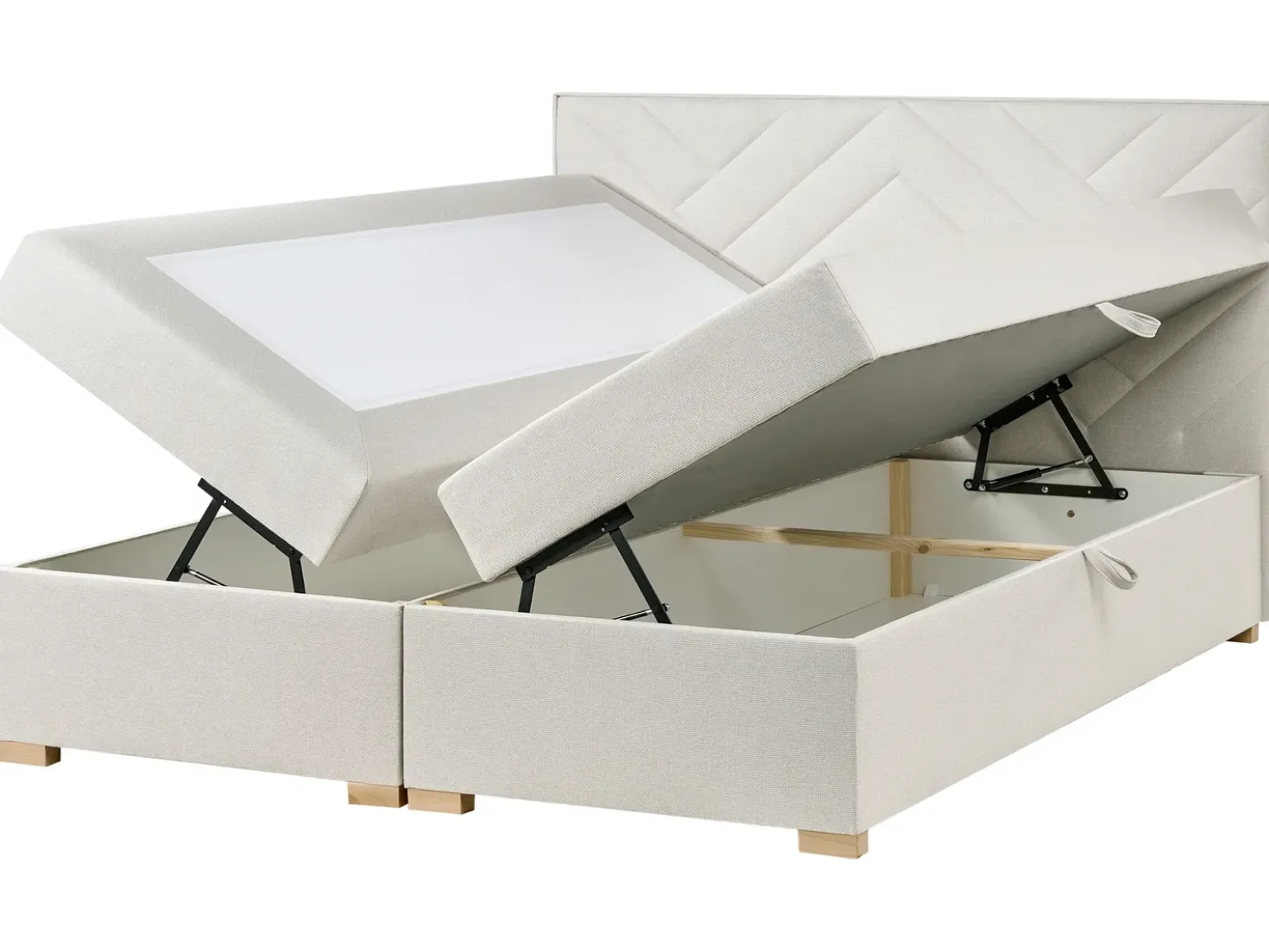 Divano letto con contenitore Tessuto ESQUIRE 180 x 200 cm Bianco sporco