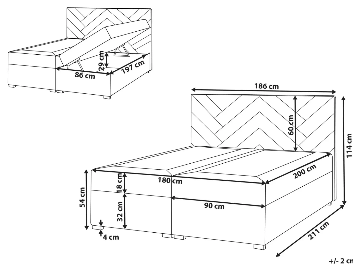 Divano letto con contenitore Tessuto ESQUIRE 180 x 200 cm Bianco sporco