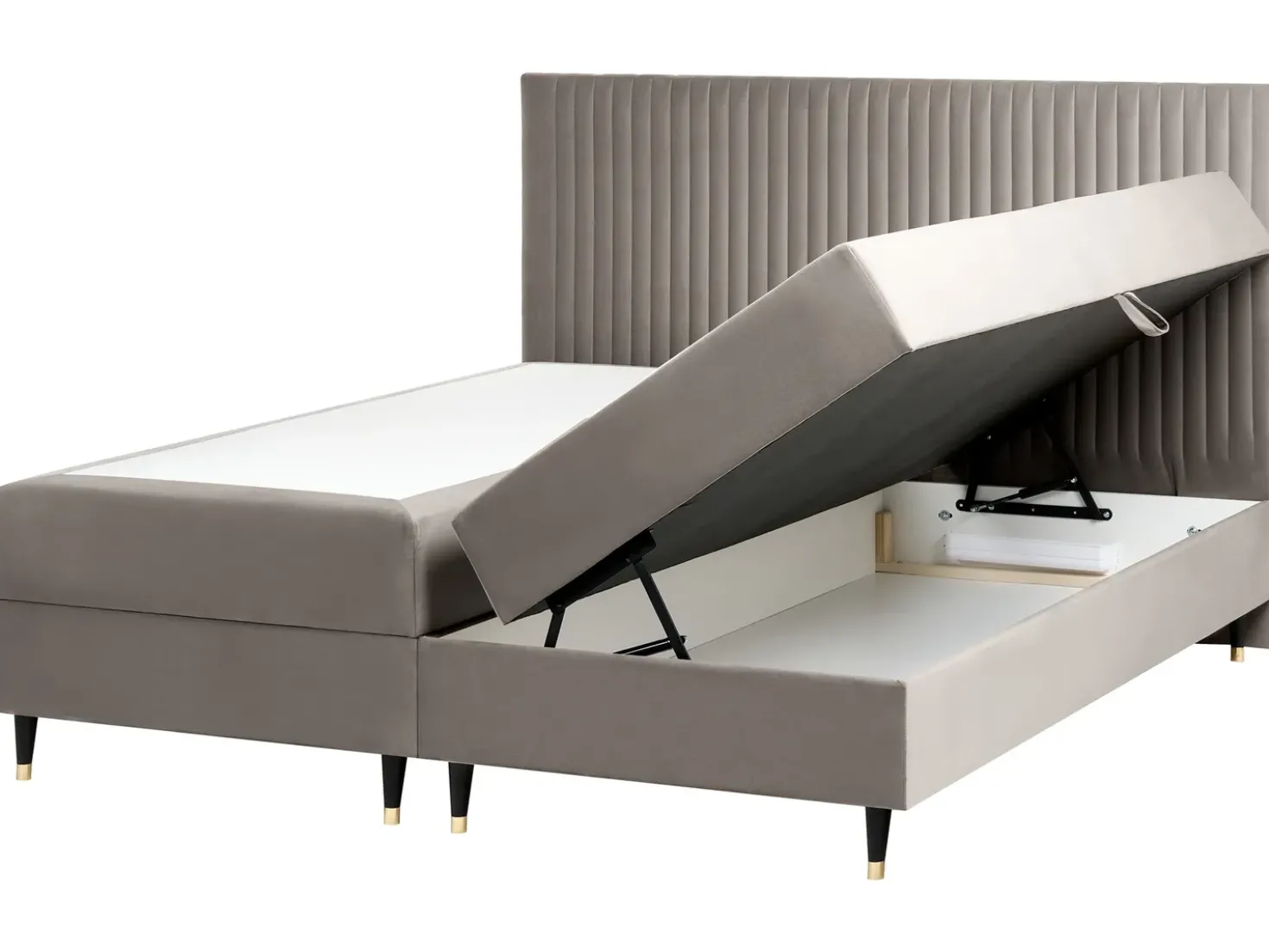 Divano letto con contenitore Velluto DAME 180 x 200 cm Tortora