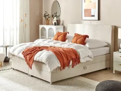 Divano letto con contenitore Tessuto MINISTER 180 x 200 cm Beige chiaro