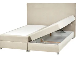Divano letto con contenitore Tessuto MINISTER 180 x 200 cm Beige chiaro