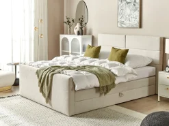 Divano letto con contenitore Tessuto ARISTOCRAT 160 x 200 cm Beige chiaro