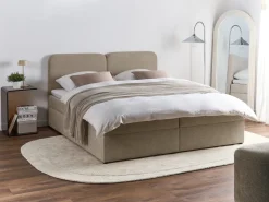 Divano letto con contenitore Tessuto CHANCELLOR 180 x 200 cm Tortora