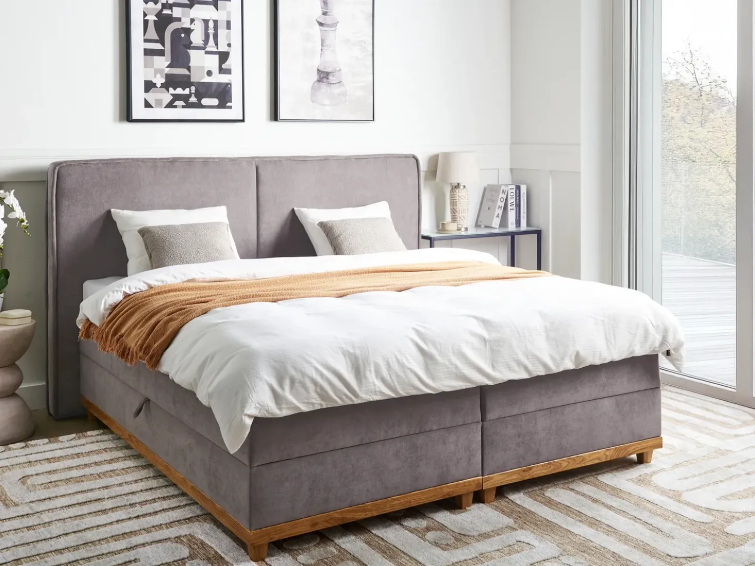 Divano letto con contenitore Tessuto DYNASTY 180 x 200 cm Tortora