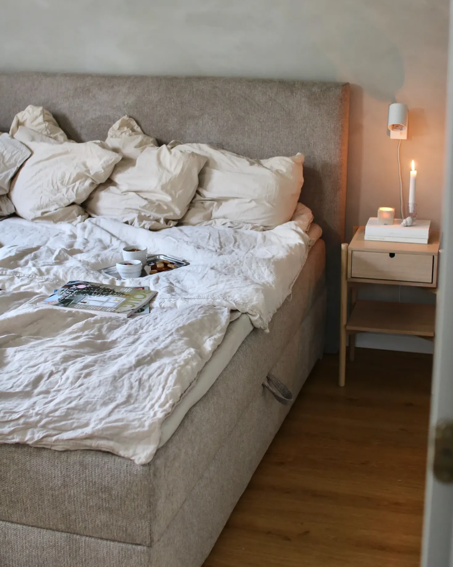 Divano letto con contenitore Tessuto MAJOR 180 x 200 cm Tortora