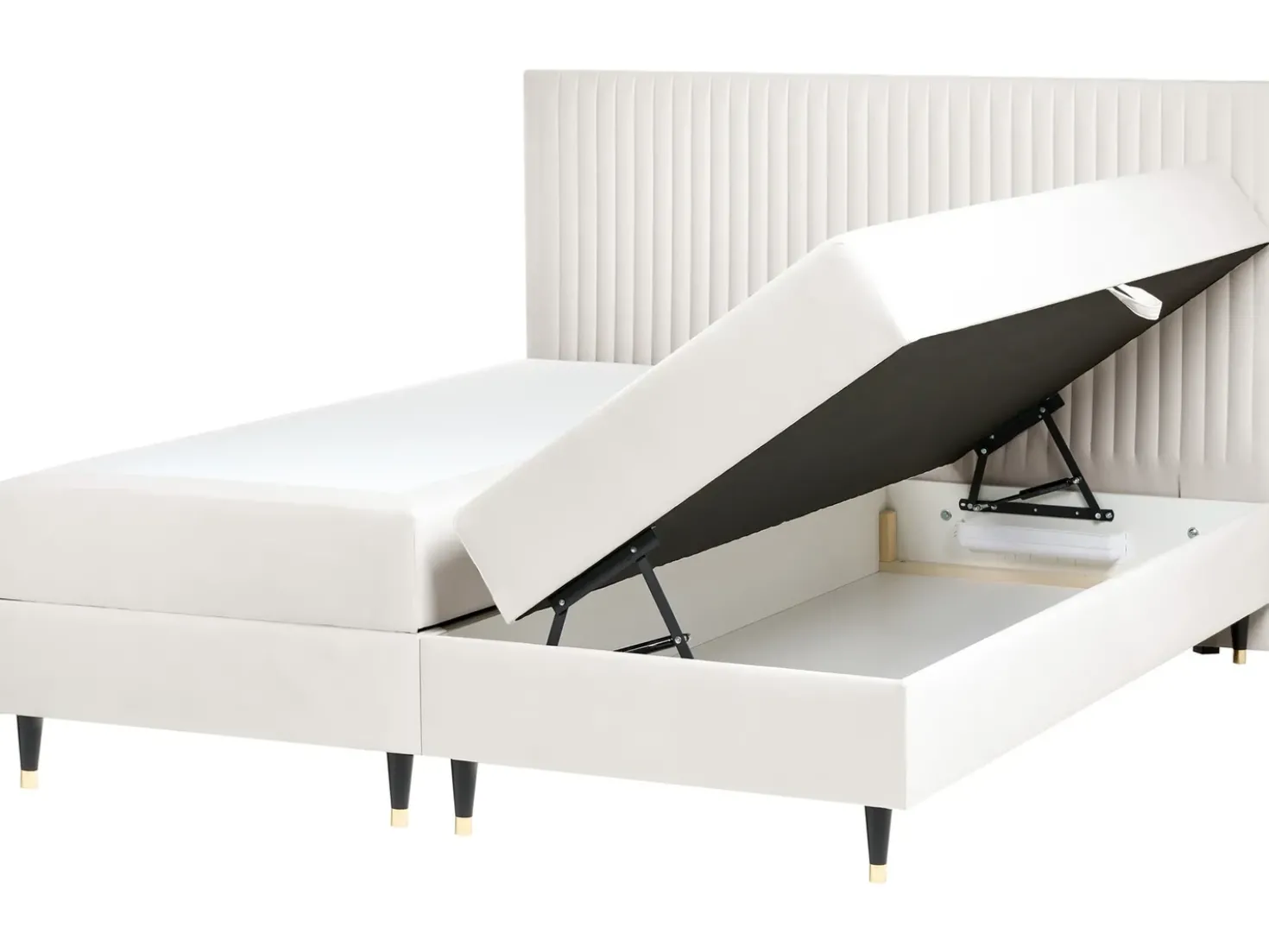 Divano letto con contenitore Velluto DAME 180 x 200 cm Bianco sporco